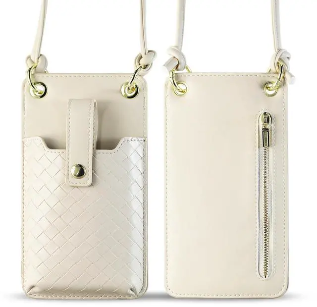 Main image of Reiko Leather Crossbody Phone Wallet Large Purse In Whiteâ¢?Ã¶7.0 INCH)