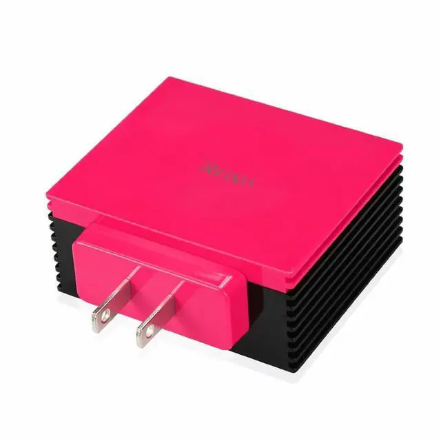 Alt view image 5 of 5 - REIKO 4 AMP FOUR PORTS PORTABLE TRAVEL STATION CHARGER IN HOT PINK