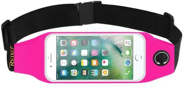 Main image of REIKO RUNNING SPORT BELT FOR IPHONE 7 PLUS/ 6S PLUS OR 5.5 INCHES DEVICE WITH TWO POCKETS AND LED IN PINK (5.5x5.5 INCHES)