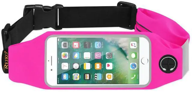 Main image of REIKO RUNNING SPORT BELT FOR IPHONE 7 PLUS/ 6S PLUS OR 5.5 INCHES DEVICE WITH TWO POCKETS IN PINK (5.5x5.5 INCHES)