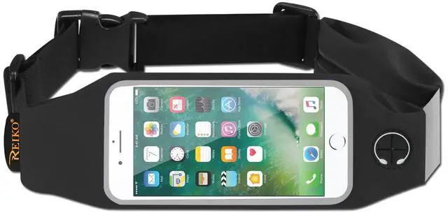 Alt view image 6 of 6 - REIKO RUNNING SPORT BELT FOR IPHONE 7 PLUS/ 6S PLUS OR 5.5 INCHES DEVICE WITH TWO POCKETS IN BLACK (5.5x5.5 INCHES)
