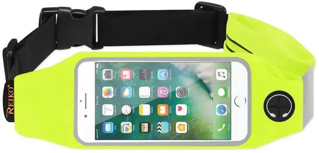 Alt view image 5 of 5 - REIKO RUNNING SPORT BELT FOR IPHONE 7/ 6/ 6S OR 5 INCHES DEVICE WITH TWO POCKETS IN GREEN (5x5 INCHES)