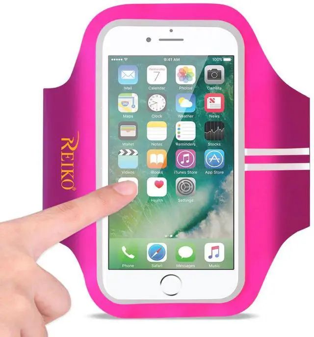 Alt view image 5 of 5 - REIKO RUNNING SPORTS ARMBAND FOR IPHONE 7 PLUS/ 6S PLUS OR 5.5 INCHES DEVICE IN PINK (5.5x5.5 INCHES)