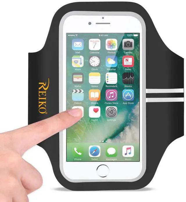 Alt view image 5 of 5 - REIKO RUNNING SPORTS ARMBAND FOR IPHONE 7 PLUS/ 6S PLUS OR 5.5 INCHES DEVICE IN BLACK (5.5x5.5 INCHES)