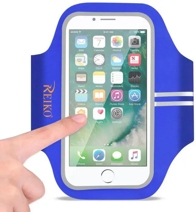 Main image of REIKO RUNNING SPORTS ARMBAND FOR IPHONE 7 PLUS/ 6S PLUS OR 5.5 INCHES DEVICE IN BLUE (5.5x5.5 INCHES)