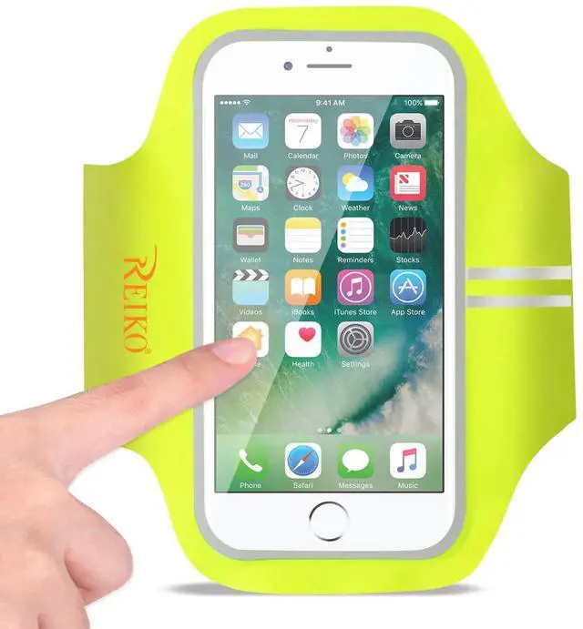 Main image of REIKO RUNNING SPORTS ARMBAND FOR IPHONE 7/ 6/ 6S OR 5 INCHES DEVICE IN GREEN (5x5 INCHES)