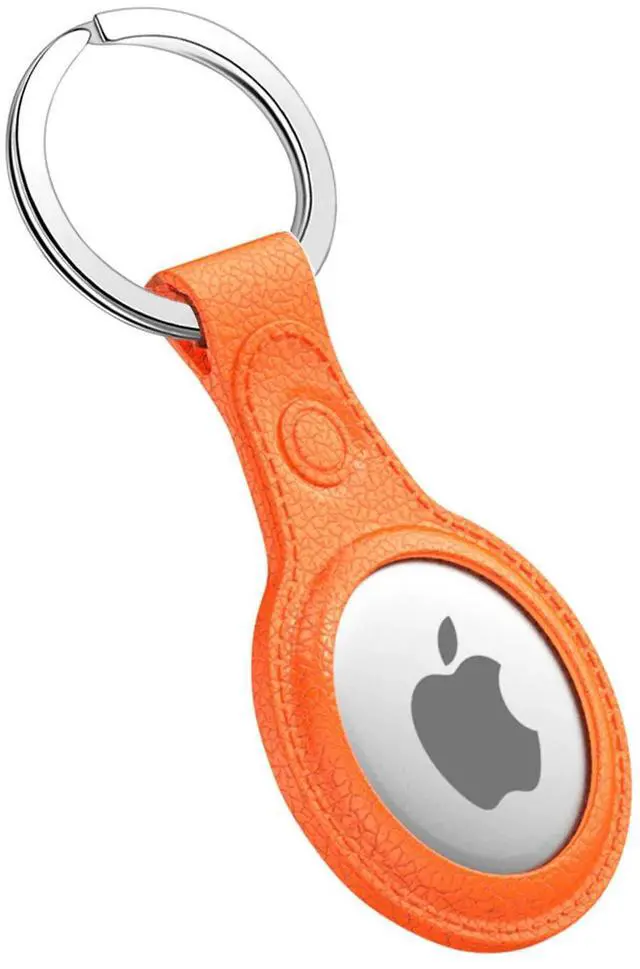 Main image of Reiko Leather Texture Silicone Case for Apple AirTag In Orange