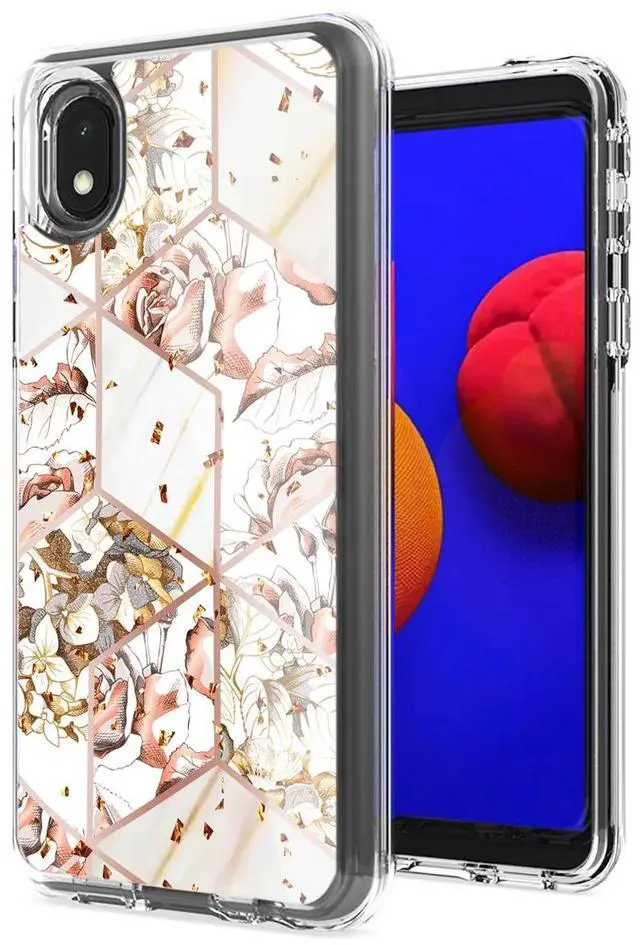 Main image of Flower Design Pattern Printing Dual Layer Hybrid Hard Plastic and Soft TPU Rubber Case Cover for SAMSUNG GALAXY S21 FE In White Base Flower