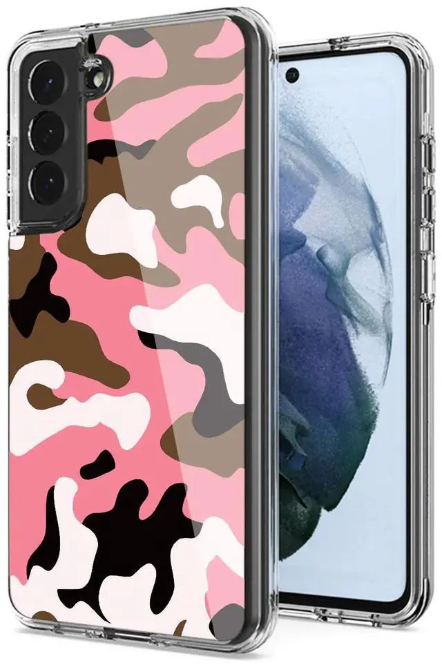 Main image of Camouflage Dual Layer Hybrid Hard Plastic and Soft TPU Rubber Case Cover for  SAMSUNG GALAXY S21 FE In Pink