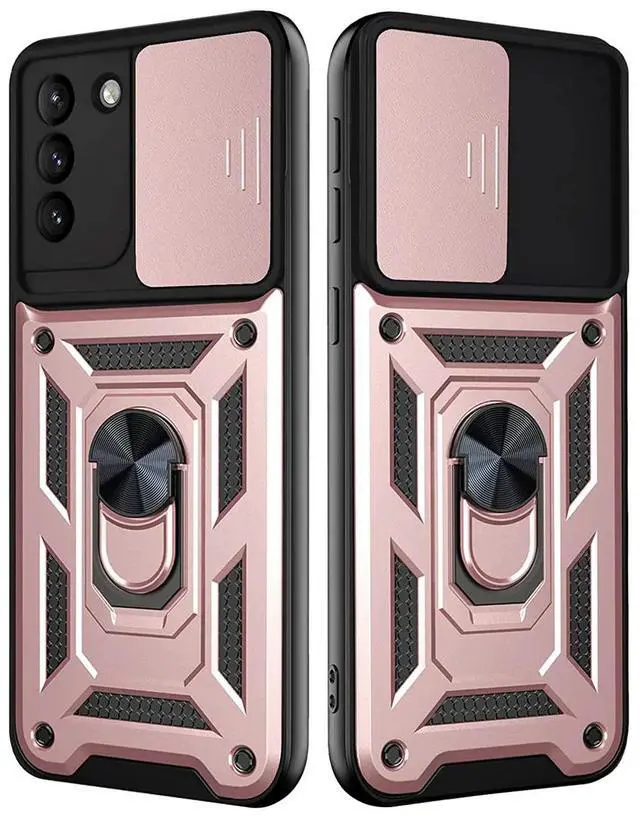 Main image of Kickstand Ring Holder with Slide Camera Cover TPU Shockproof Case and Magnetic Car Mount for SAMSUNG GALAXY S21/S30 PLUS In Rose Gold
