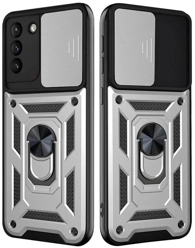 Main image of Kickstand Ring Holder with Slide Camera Cover TPU Shockproof Case and Magnetic Car Mount for SAMSUNG GALAXY S21/S30 PLUS In Silver