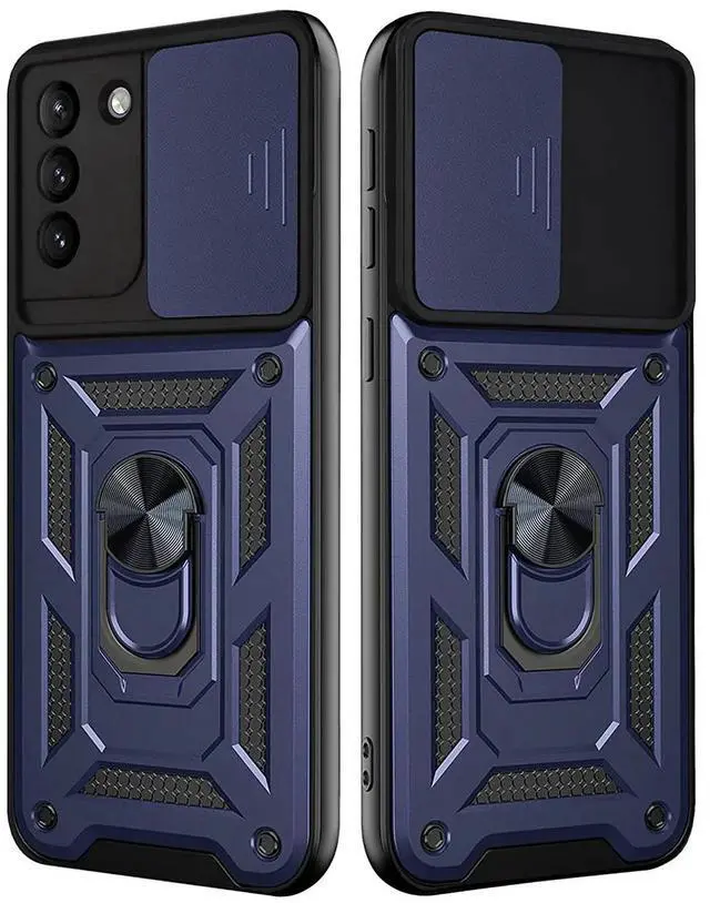 Main image of Kickstand Ring Holder with Slide Camera Cover TPU Shockproof Case and Magnetic Car Mount for SAMSUNG GALAXY S21/S30 In Blue