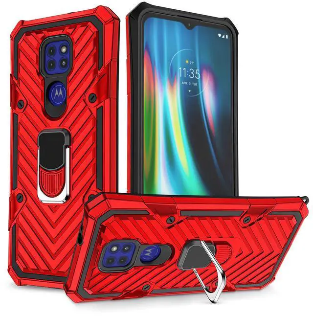 Main image of Reiko Kickstand Anti-Shock And Anti Falling Case for Moto G9/G9 PLAY In Red
