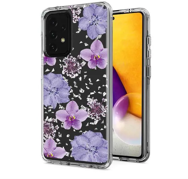 Main image of Pressed dried flower Design Phone case for Samsung Galaxy A72 5G In Purple