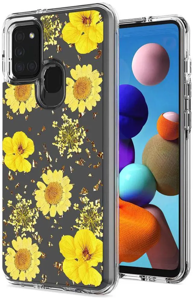 Main image of Pressed dried flower Design Phone case for SAMSUNG GALAXY A21S In Yellow