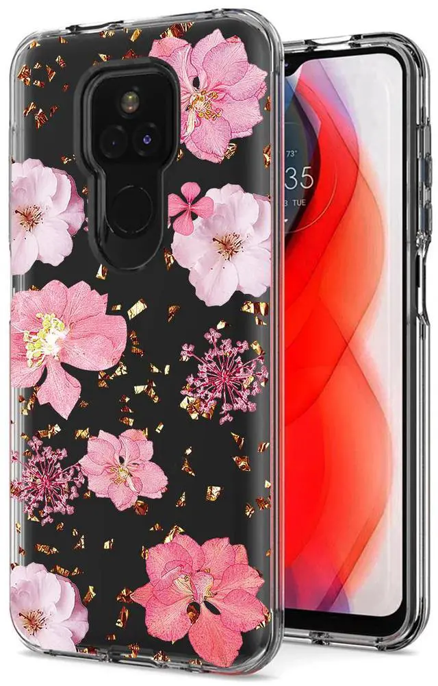 Main image of Pressed dried flower Design Phone case for Moto G Play 2021 In Pink