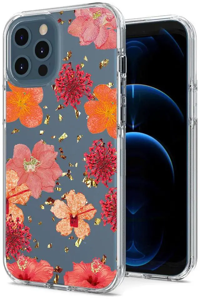 Main image of Pressed dried flower Design Phone case for APPLE IPHONE 12 / IPHONE 12 PRO in Red