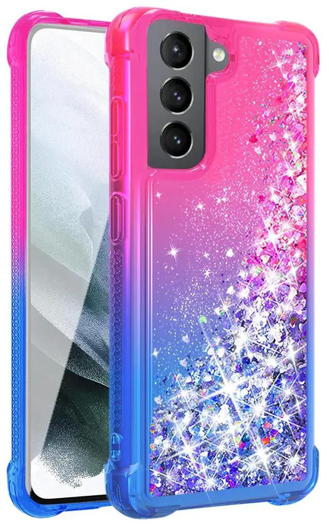 Main image of Shiny Flowing Glitter Liquid Bumper Case For Galaxy S21 FE  In Pink