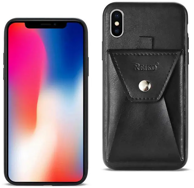 Main image of Reiko iPhone X/iPhone XS Durable Leather Protective Case With Back Pocket In Black