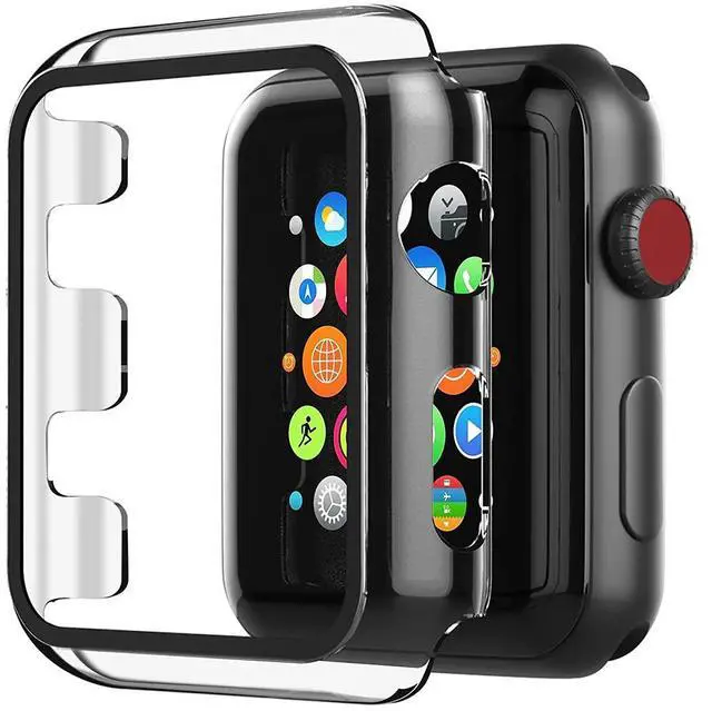 Main image of Full Cover tempered glass screen protector with pc case  for Apple Watch 42 mm  In Clear