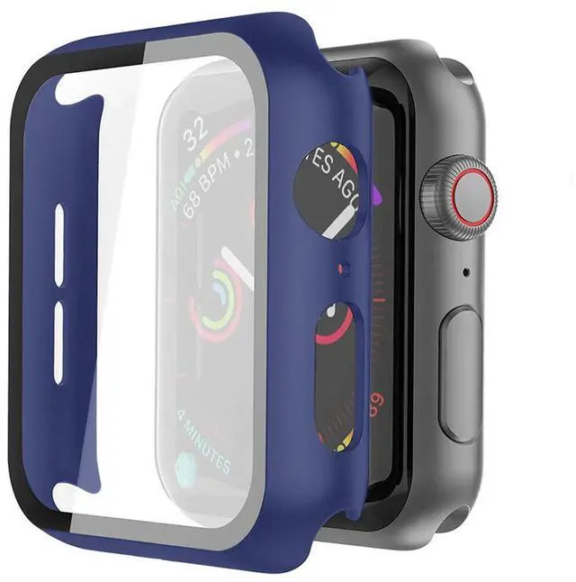 Main image of Full Cover tempered glass screen protector with pc case  for Apple Watch 40 mm  In Navy