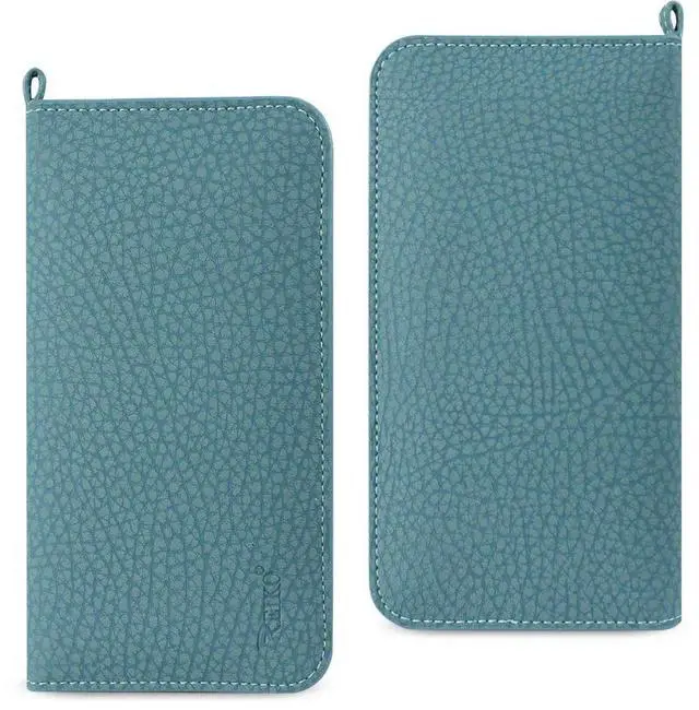 Main image of REIKO UNIVERSAL WALLET PHONE CASE IPHONE 6 PLUS/ 6S PLUS/ 7 PLUS/ SAMSUNG GALAXY S8 EDGE WITH SIDE POCKETS AND MAGNETIC FLAP IN NAVY (6.37X3.21X0.43 INCHES SLIM)