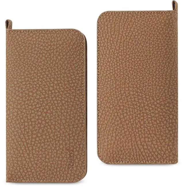Main image of REIKO UNIVERSAL WALLET PHONE CASE IPHONE 6 PLUS/ 6S PLUS/ 7 PLUS/ SAMSUNG GALAXY S8 EDGE WITH SIDE POCKETS AND MAGNETIC FLAP IN BROWN (6.37X3.21X0.43 INCHES SLIM)