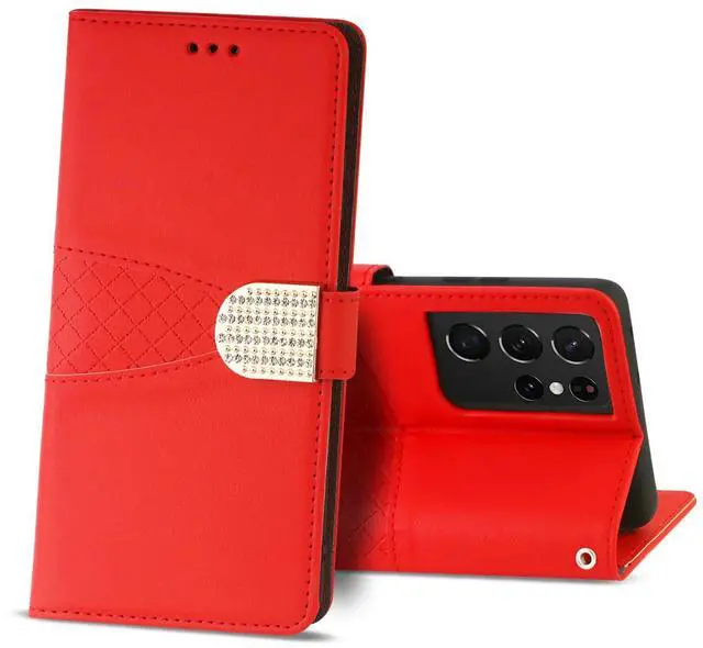 Main image of Reiko Samsung Galaxy S21 Ultra 3-In-1 Wallet Case In Red