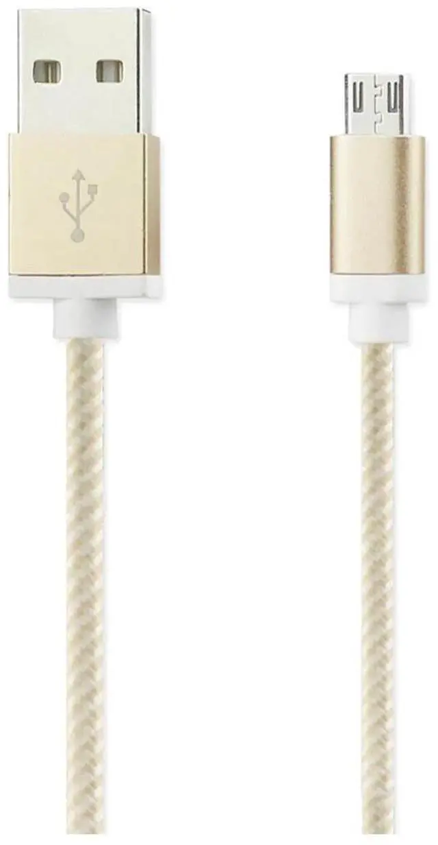 Main image of REIKO 3.3FT NYLON BRAIDED MICRO USB CHARGING & SYNC DATA CABLE FOR ANDROID PHONES IN GOLD