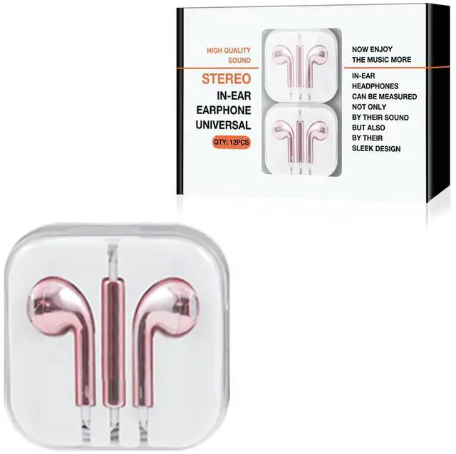 Main image of 3.5mm Circular Earbuds with Mic and Volume Control In Rose Gold (12pcs)