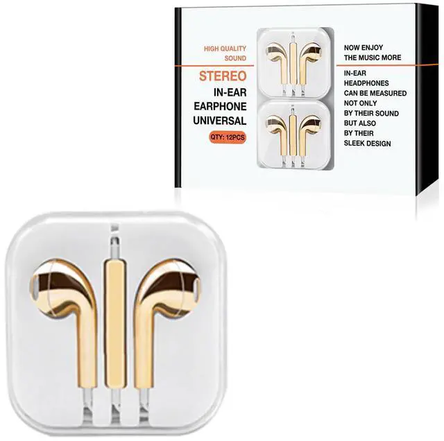 Main image of 3.5mm Circular Earbuds with Mic and Volume Control In Gold (12pcs)