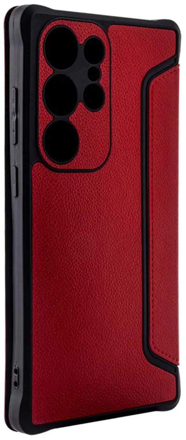 Main image of Magnetic wallet Leather phone case For Samsung Galaxy S24 Ultra In Red
