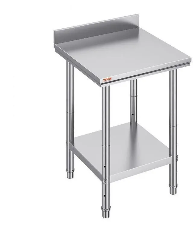 Main image of VEVOR 24 x 24 x 35 Inch Stainless Steel Work Table, Commercial Food Prep Worktable Heavy Duty Prep Worktable, Metal Work Table with Adjustable Height for Restaurant, Home and Hotel