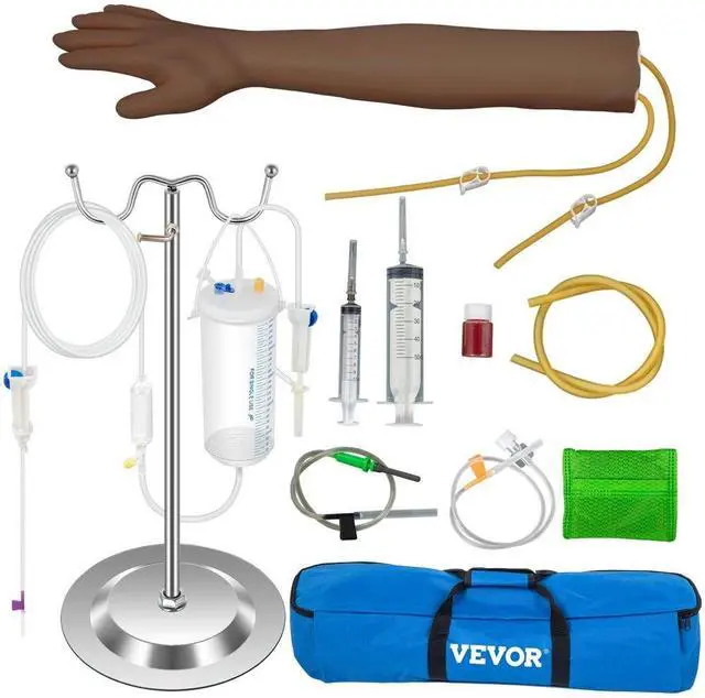 Main image of VEVOR Phlebotomy Practice Kit, Dark Skin IV Practice Kit Venipuncture Learning Phlebotomy Practice Arm Kit with Infusion Stand for Nurse, Medical Students