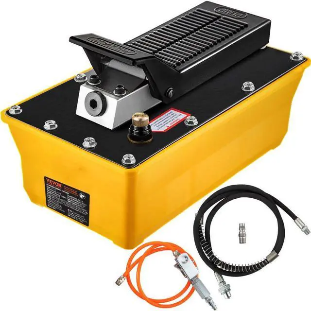 Main image of VEVOR Air Hydraulic Pump, 10,000 PSI Hydraulic Foot Pump, 0.6 Gal Reservoir Foot Operated Air/Hydraulic Pump, with Hose and Spray Gun for Heavy Machinery Rigging, Auto Repair, Auto Body Frame Machines
