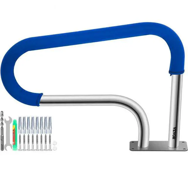 Main image of VEVOR Pool Handrail, 32 x 22.5 Swimming Pool Stair Rail, 304 Stainless Steel Stair Pool Hand Rail Rated 375lbs Load Capacity, Pool Rail with Quick Mount Base Plate, and Complete Mounting Accessories