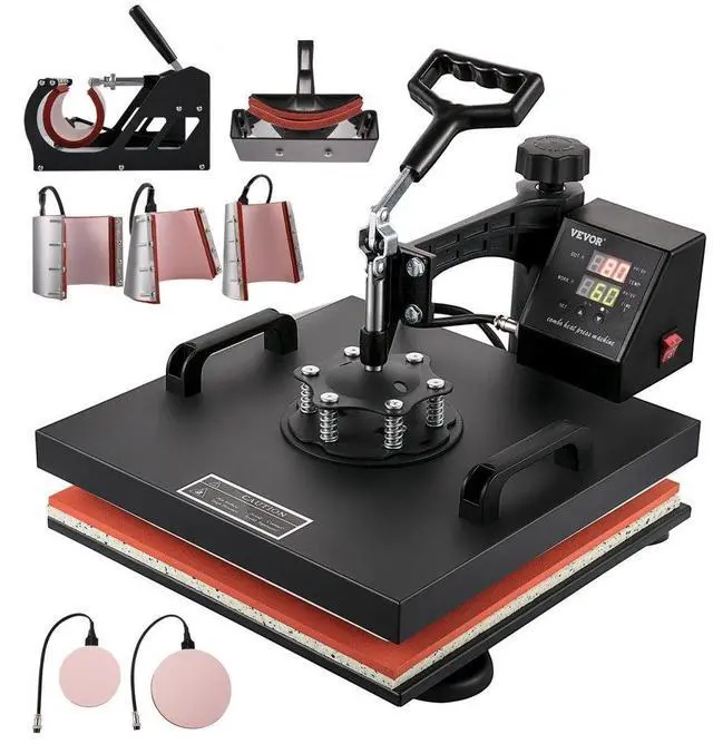 Main image of VEVOR Heat Press Machine 15x15Inch 8pcs 1050W Combo Digital Multifunctional Sublimation Heat Transfer Machine Dual LED Display for T Shirts Hat Mug Cap Plate Swing Away Design