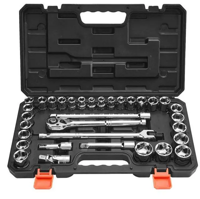 Main image of VEVOR Socket Set, 33 Pieces, 1/2 inch Drive Socket and Ratchet Set, SAE and Metric, Mechanic Tool Kit with Ratchet Wrench, Extension Bar and Storage Case, CR-V Alloy Steel, for Automotive Repair