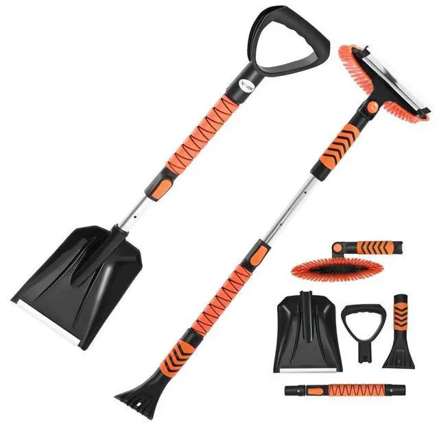 Main image of VEVOR Snow Shovel and Snow Brush, 42 in Extendable Snows Broom & Ice Scraper with 180° Pivoting Brush Head, Non-Slip Grip, Portable Winter Snows Removal Tools for Cars Trucks SUVs Vehicle
