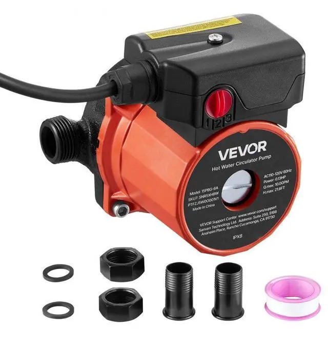 Main image of VEVOR Hot Water Recirculating Pump, 10 GPM, Instant Circulation Circulator Pump System, 3-Speed Control, 0.13 HP, 110-120V, NPT 3/4 in to NPT 1/2 in Adapter, Cast Iron Head, for Water Heater System