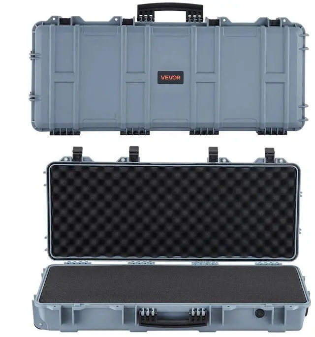 Main image of VEVOR Hard Rifle Case, Lockable Rifle Case with 4 Layers Pre-cut Foams, 36 in Gun Storage with Wheels, IP67 Waterproof & Dustproof Pistol Storage Cases for Rifles, Shotguns, Airsoft Guns, Grey