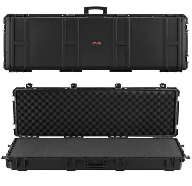 Main image of VEVOR Hard Rifle Case, Lockable Rifle Case with Pre-cut Foams, 52 in Gun Storage with Wheels, Heavy Duty IP67 Waterproof & Dustproof Pistol Storage Cases for Rifles, Shotguns, Airsoft Guns, Black