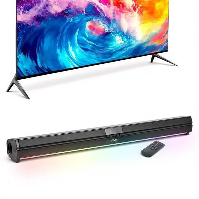 Main image of VEVOR Sound Bar for Smart TV, 2.0 Channel, 32-Inch Compact Soundbar TV Speakers for Projector, Bluetooth AUX Connection, Remote Control, Easy Setup, 80W Surround Sound System for PC Home Theater Audio