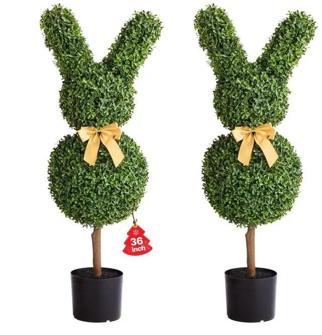Main image of VEVOR Artificial Topiary Bunny-Shape Boxwood Ball, 2 Set 36 inch Faux Boxwood Plant Balls, Fake Silk Tree Look Real, Easy Assembly for Decor Front Porch Outdoor Patio Garden Balcony Backyard Indoor
