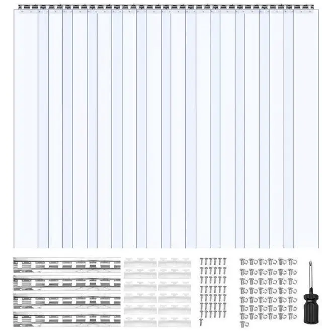 Main image of VEVOR Clear PVC Strip Curtain, 96 in Height x 84 in Width x 0.08 in Thickness, 14 PCS Walk in Freezer Cooler Curtain Strips, Smooth Waterproof Plastic Door Strips for Warehouse, Freezer, Garage Doors