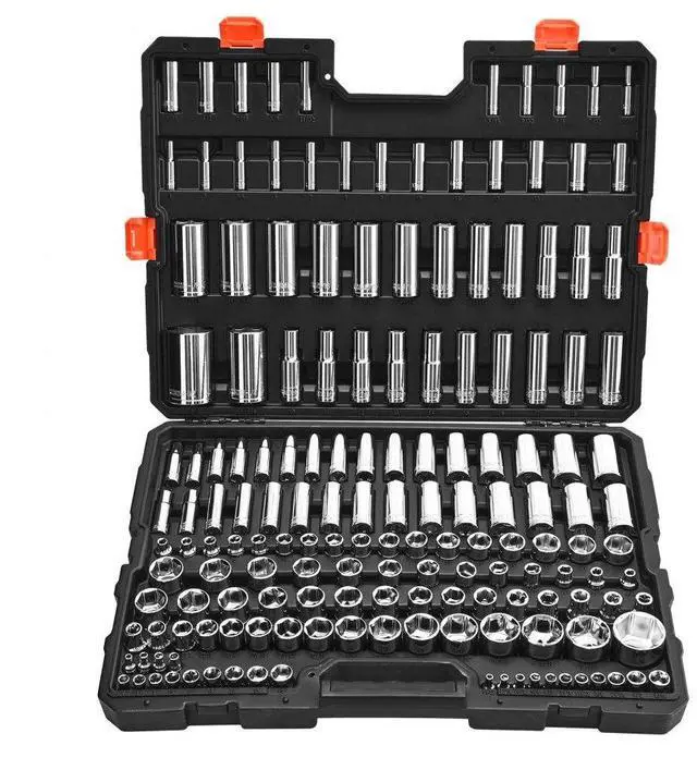 Main image of VEVOR Socket Set, 163 Pieces, 3/8 & 1/4 & 1/2 inch Drive Socket Tool Set, SAE and Metric, Deep and Standard, Mechanic Tool Kit with Storage Case, Chrome Plated CR-V Alloy Steel, for Automotive Repair