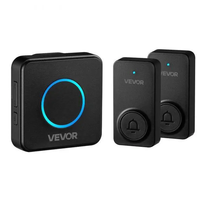 Main image of VEVOR Wireless Doorbell Kit, IP54 Waterproof Door Chime Ranges up to 1000 ft, 5 Adjustable Volumes, 48 Ringtones, Easy Installation, Wireless Doorbell Ideal for Home, Doorway, Classroom, Office, Black