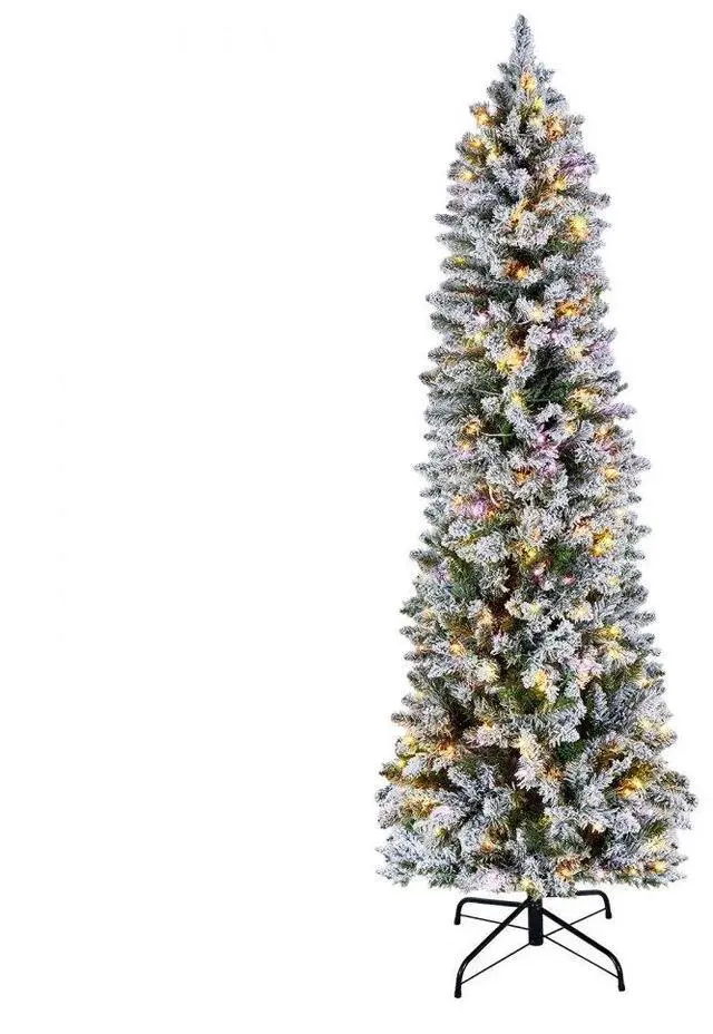 Main image of VEVOR Christmas Tree, 6ft Prelit Flocked Artificial Tree, Full Holiday Xmas Deco Trees with 240 Colorful LED Lights, 11 Lighting Modes & 635 Branch Tips for Home Party Office Decoration