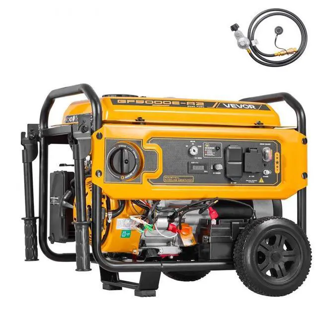 Main image of VEVOR Portable Generator, Gasoline 4650W Peak Watt & LPG 4130W Peak Watt Dual Fuel Generator, Home Backup Generators with Electric Start, Gasoline & LPG Powered, CO Sensor, 20A & 50A Outlets