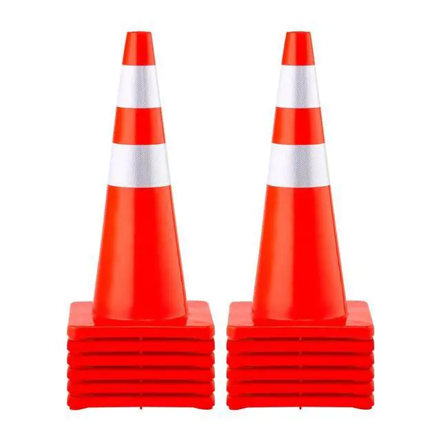 Alt view image 2 of 2 - VEVOR Safety Cones, 28 in/73 cm Height, 12 PCS PVC Orange Traffic Cone with 2 Reflective Collars and Weighted Base, for Traffic Control, Driveway Road Parking and School Improvement